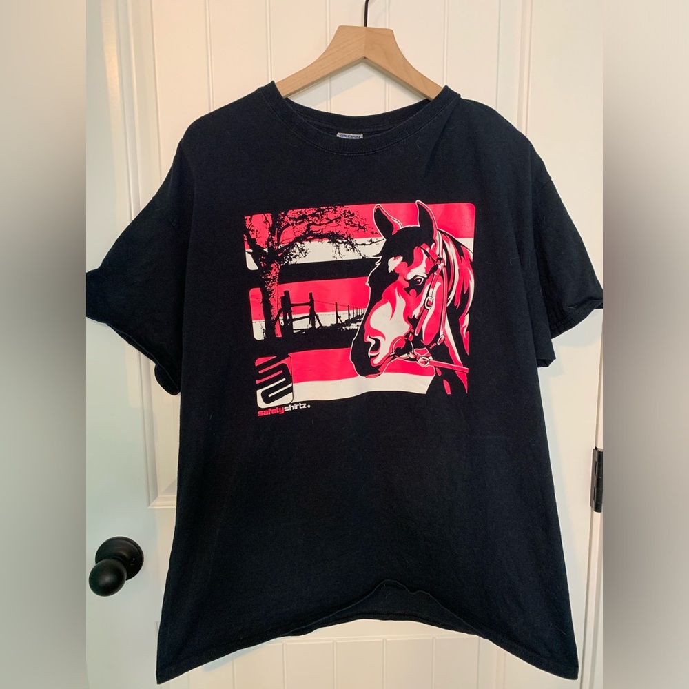 Vintage Safetyshirtz - neon pink and black/ Men’s Size XL- Gildan Ultra Cotton